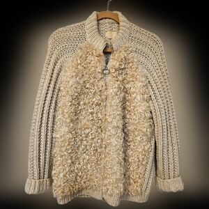 Scotland Lambskin and Wool Zip Up Sweater ANTARTEX STYLES Curly Lamb Vintage